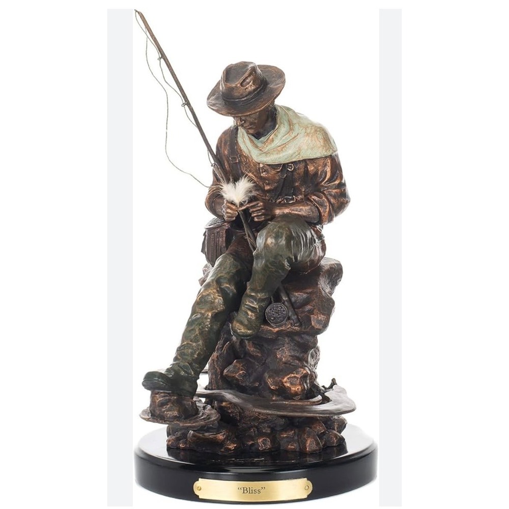 Marc‎ Pierce Big Sky Carvers MP Fly Fisherman Bliss Sculpture 2011 Signed